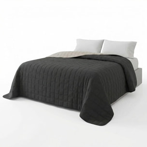 INTRECCI Copriletto Singolo Estivo, Trapunta Singola Estiva, 170x260 cm, Coperta Estiva, anche Primaverile, Double Face, Moderna, Leggera, Elegante. Colore: Nero/Grigio
