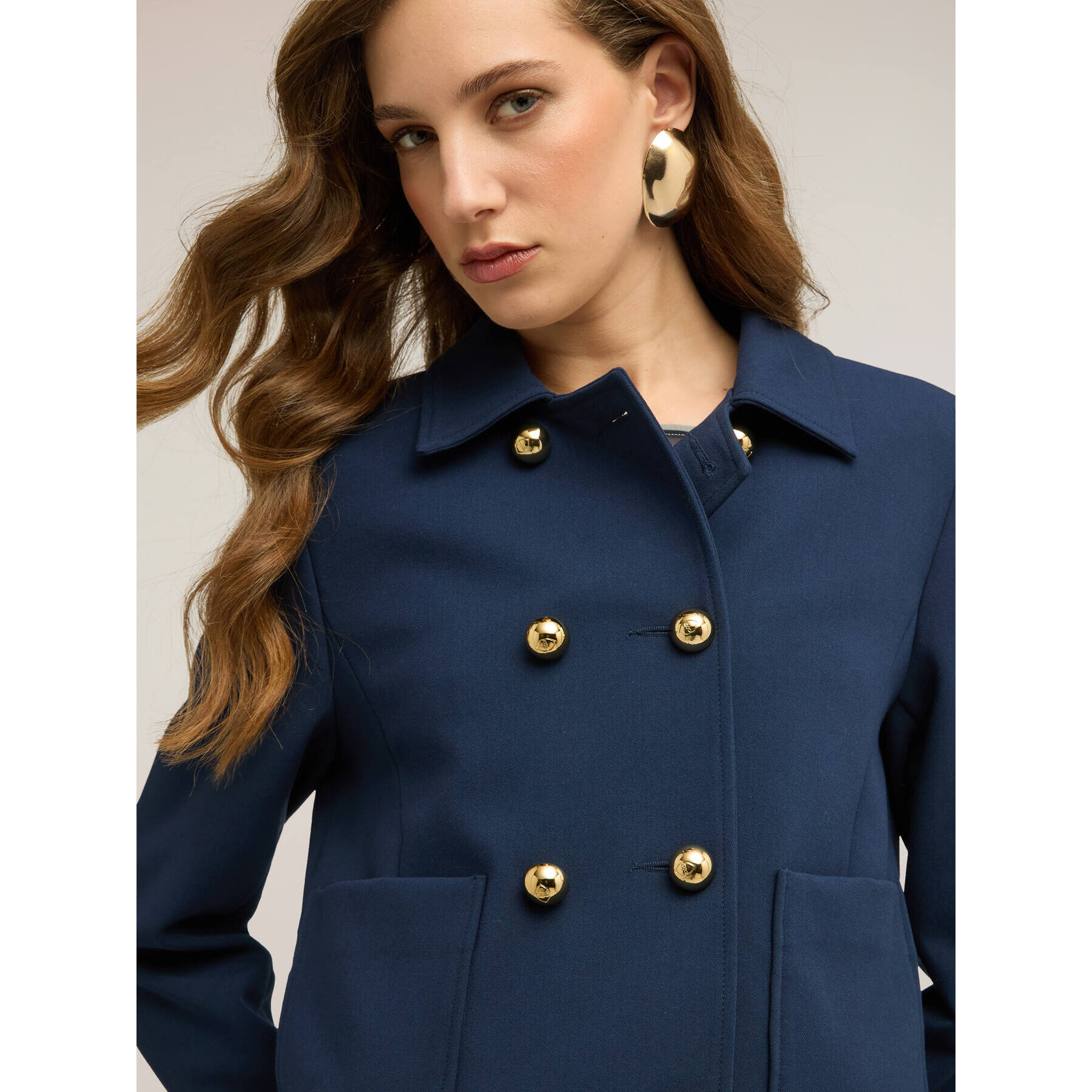 Motivi - Chaqueta cruzada con bolsillos aplicados - Azul