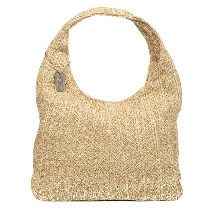 Berbenno Borsa a spalla Donna. Realizzata in rafia sintetica con design intrecciato.