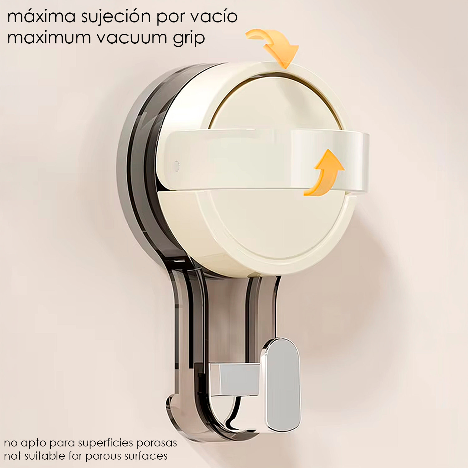 Gancho de pared al vacío con ventosa, soporte y percha impermeable reutilizable.