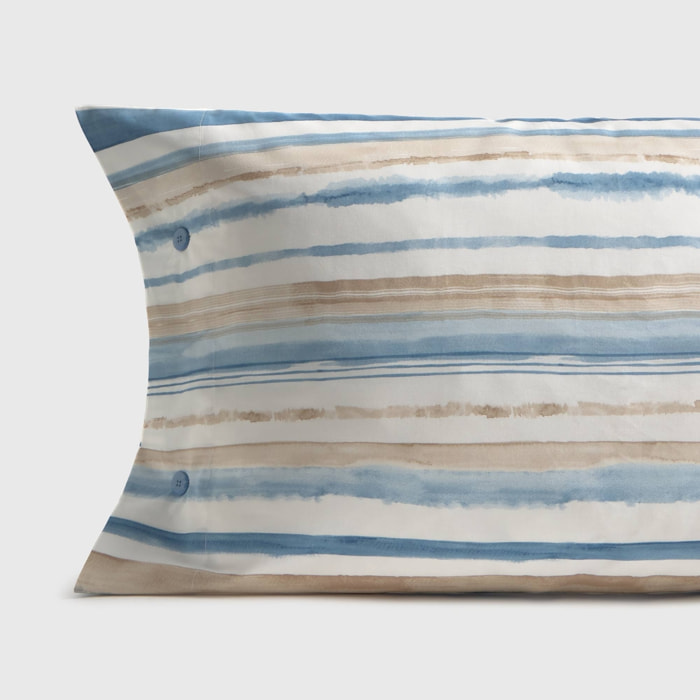 Funda de almohada algodón percal rayas Medarena color azul 100% Algodón percal
