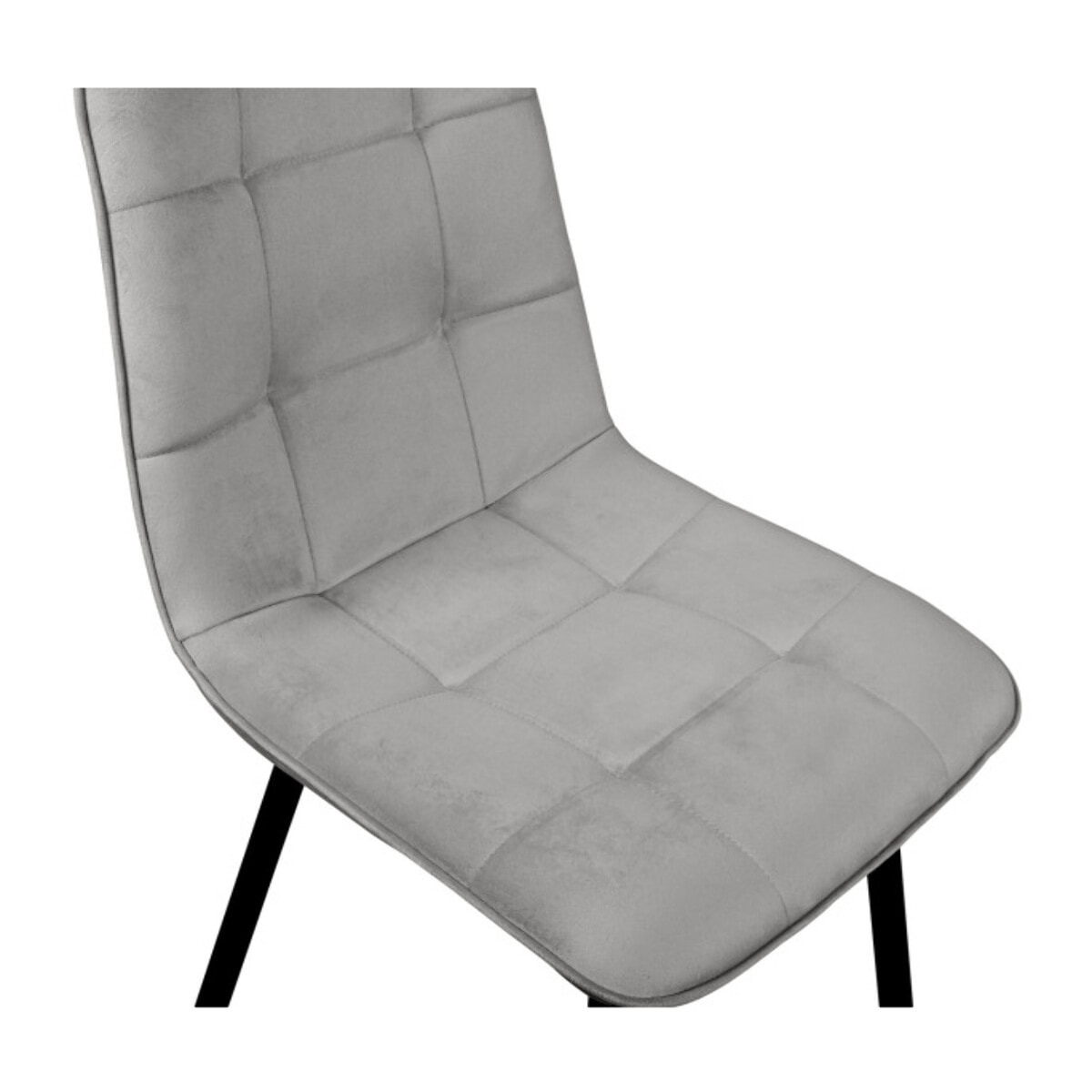 Chaises Linda en velours et pieds métal noirs - Gris Clair