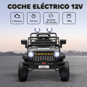 Coche Eléctrico para Niños de +3 Años Coche Eléctrico Infantil Coche de Batería 12V con Mando a Distancia Velocidad Ajustable USB Faros Bocina Negro