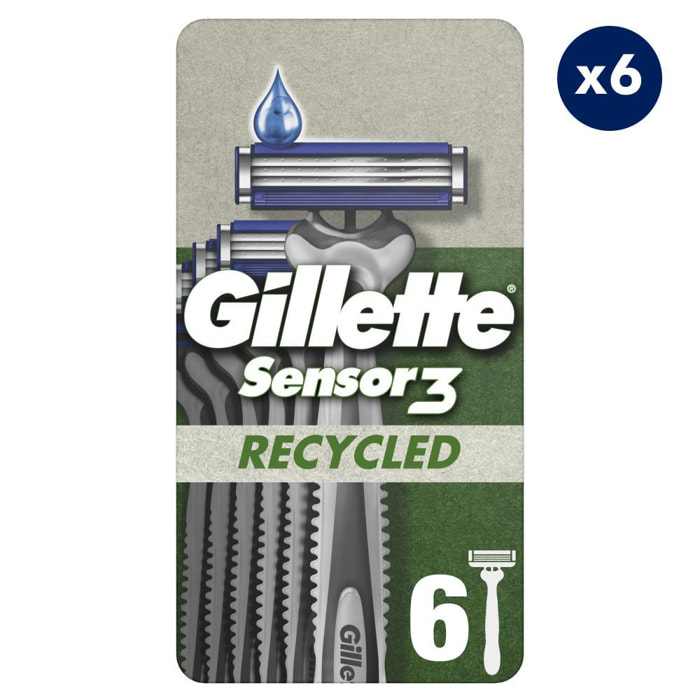6x6 Rasoirs Jetables Sensor 3 Recycled, Gillette