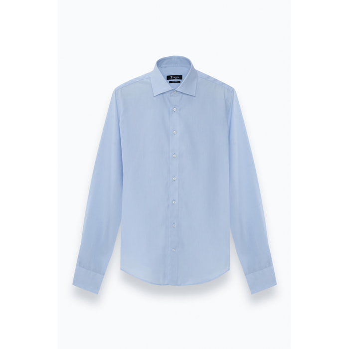Camicia Uomo 1 Bottone Francese Taylor Fit Twill Unito Celeste