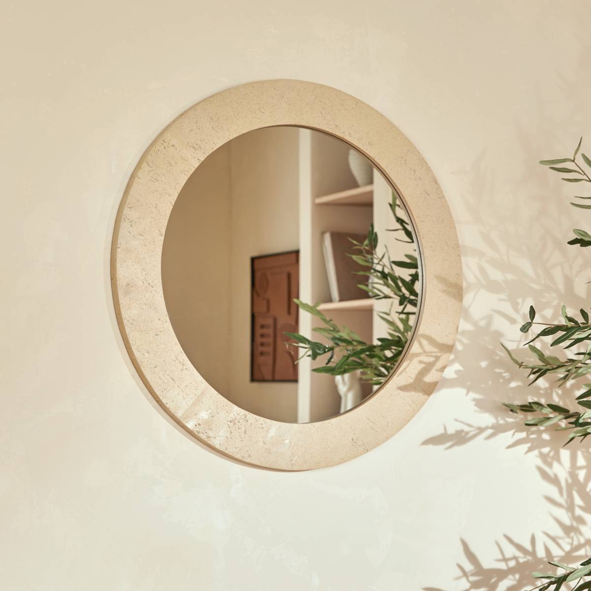 Miroir mural Anaya beige D78cm
