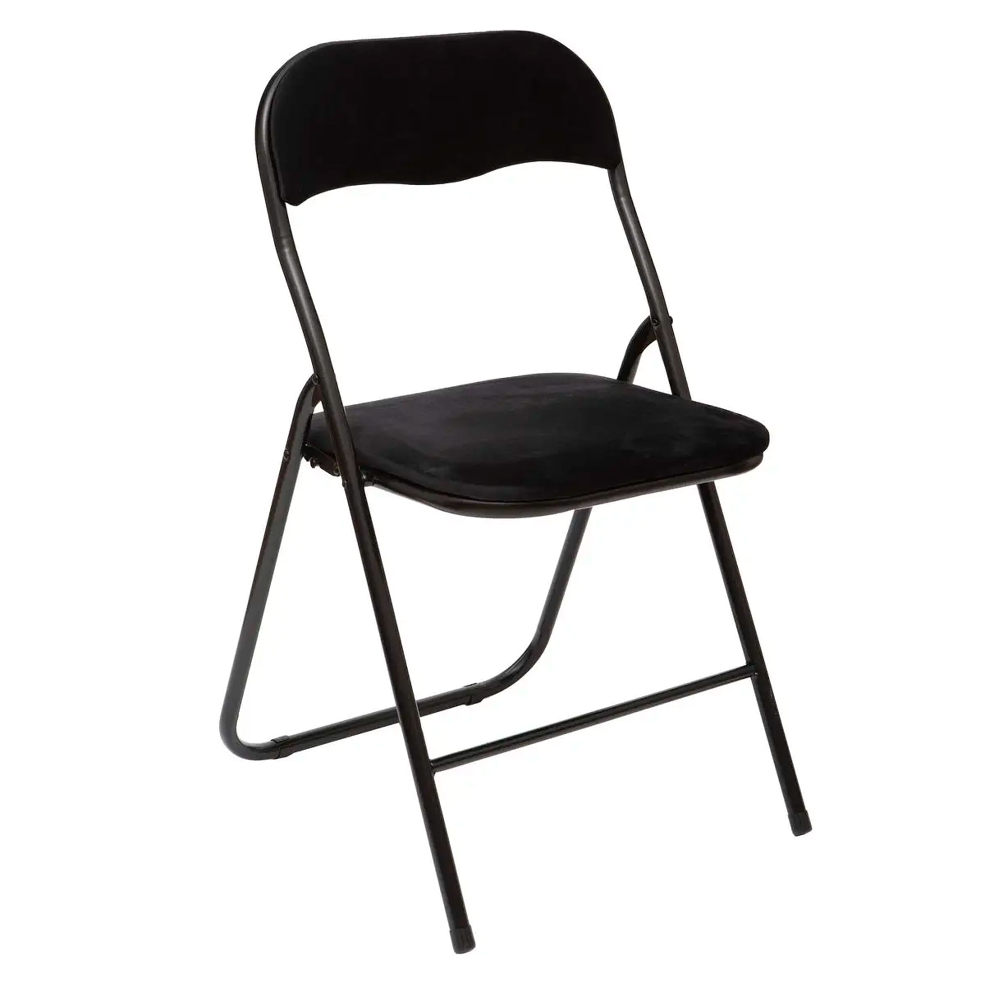 Silla plegable de terciopelo negro