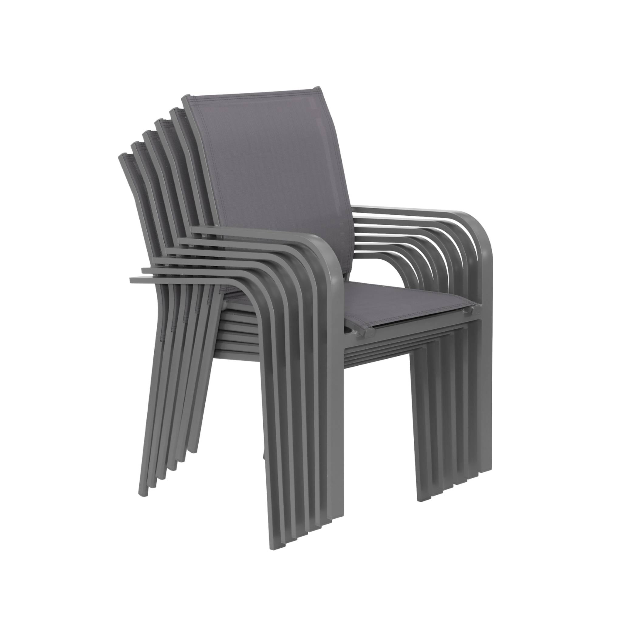 Table de jardin ronde aluminium + 6 assises OREVA + BUFFALO