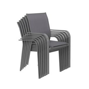 Table de jardin ronde aluminium + 6 assises OREVA + BUFFALO