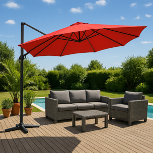 TARGA Parasol déporté et rotatif diamètre 3,5 m terracotta
