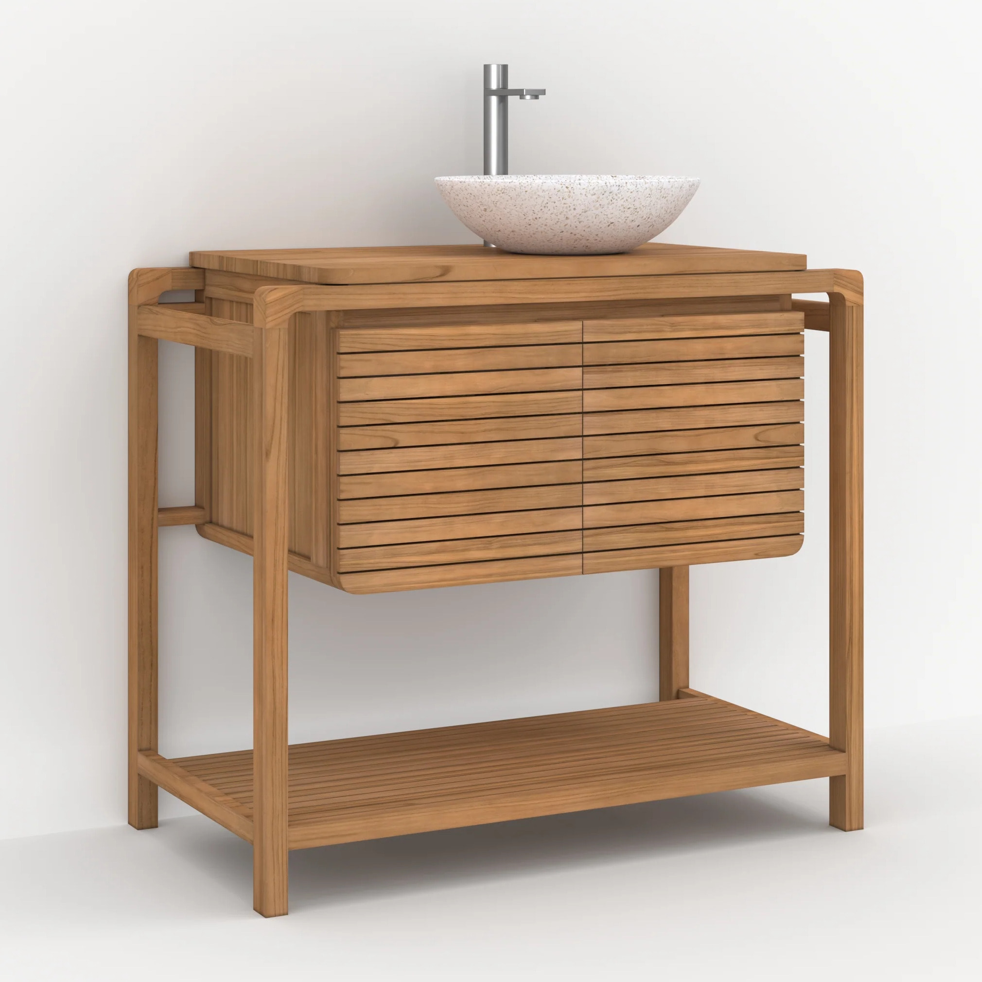 Meuble de salle de bain en bois de teck 90 cm - Lucette