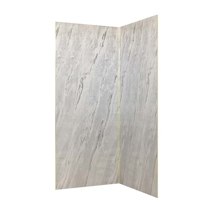 Pack 2 Panneaux Muraux Pierre Artic Storm 90x210 cm + Profilés Or Brossé