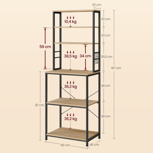 Mobile cucina a scaffale Sonoma in acciaio e legno