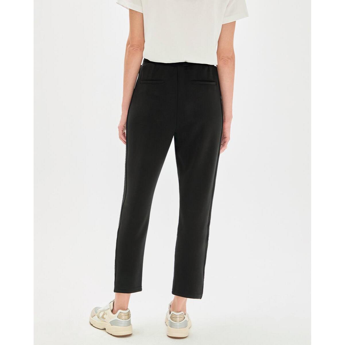 Pantaloni laterali con strass in scuba