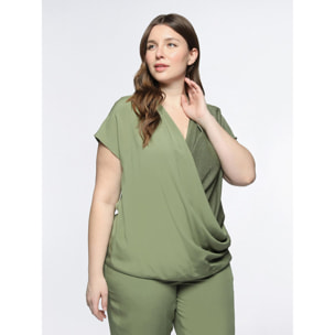 Fiorella Rubino - Blusa cruzada de viscosa ECOVERO™ - Verde