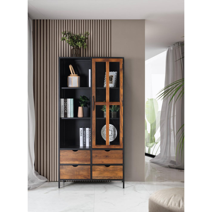 Vitrina de Madera de Mango 90 Cm Estilo Industrial