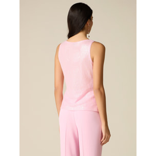 Oltre - Top in tulle e paillettes - Rosa