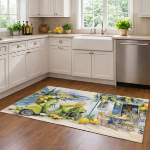 CASSESE HOME Passatoia/Tappeto Bordato in Poliestere con Retro Antiscivolo in PVC Made in Italy_Dec.1094