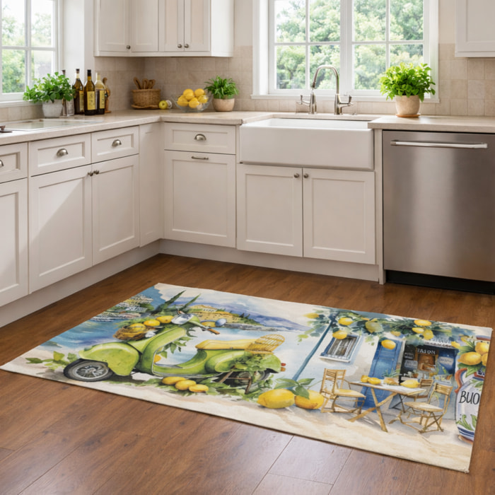 CASSESE HOME Passatoia/Tappeto Bordato in Poliestere con Retro Antiscivolo in PVC Made in Italy_Dec.1094