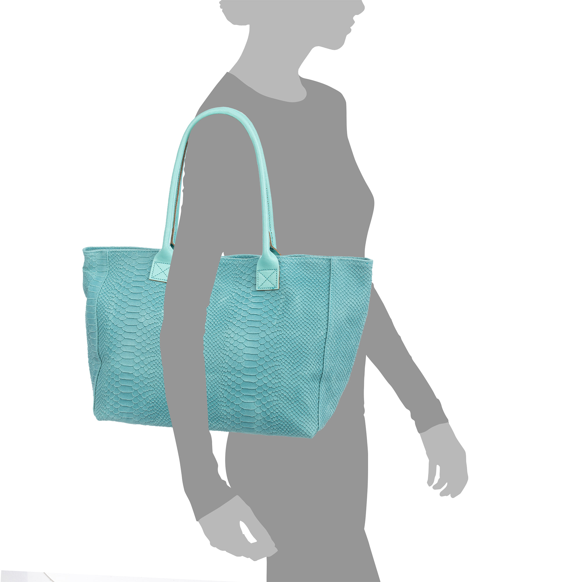 Avola borsa a spalla donna. Vera pelle scamosciata impresso serpente.