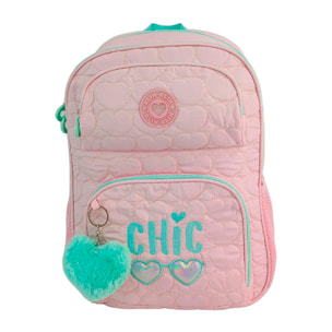 Mochila Primaria Blin Blin Chic con doble compartimento adaptable a carro.