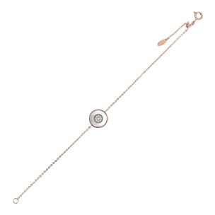 Bracciale Catena Rolo in Argento 925 con Tondo in Cubic Zirconia e Perla