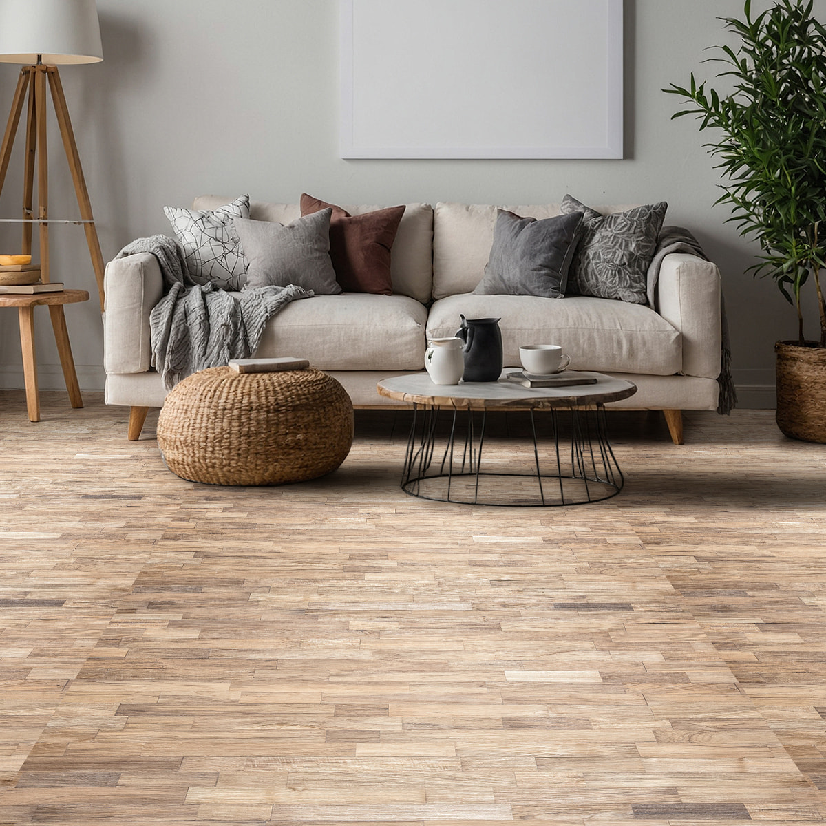 Revêtement sticker sol - PARQUET PETITS BOIS - Rouleau adhésif Protection Anti-dérapant
