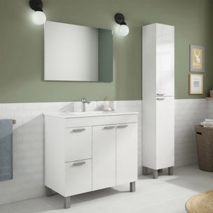 Mueble baño adam 2p2c 80cm blanco brillo con espejo, sin lavabo