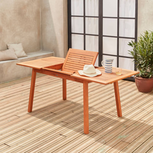 Table de jardin en bois 120-180cm - Almeria - Table rectangulaire avec allonge eucalyptus Intérieur / Extérieur