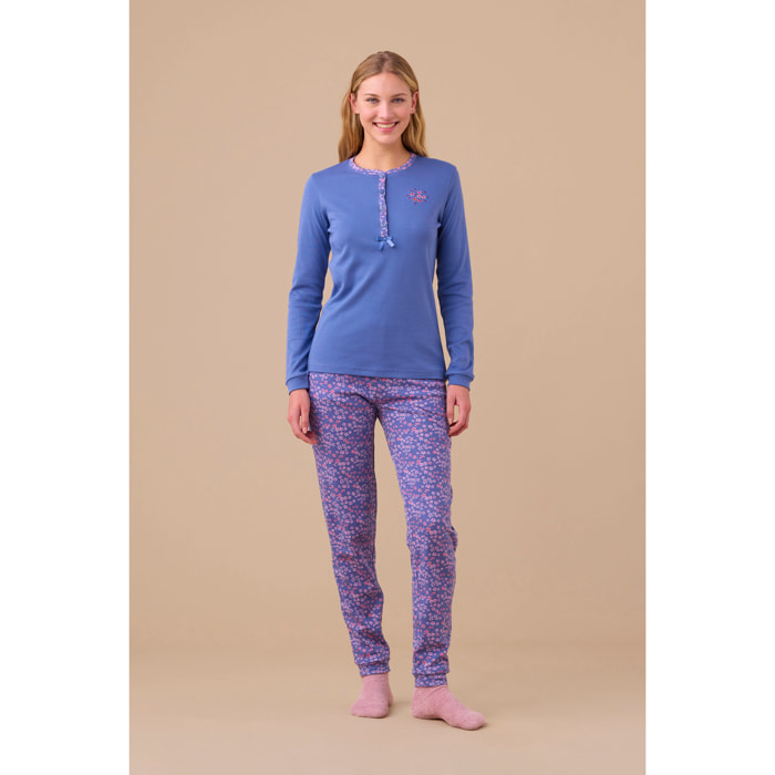 Pigiama donna caldo cotone articolo fiori. Noidinotte