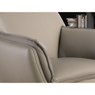 Sillón giratorio con asiento y respaldo tapizados en piel de origen vacuno en gris oscuro patas de acero inoxidable en negro 77x74x90cm