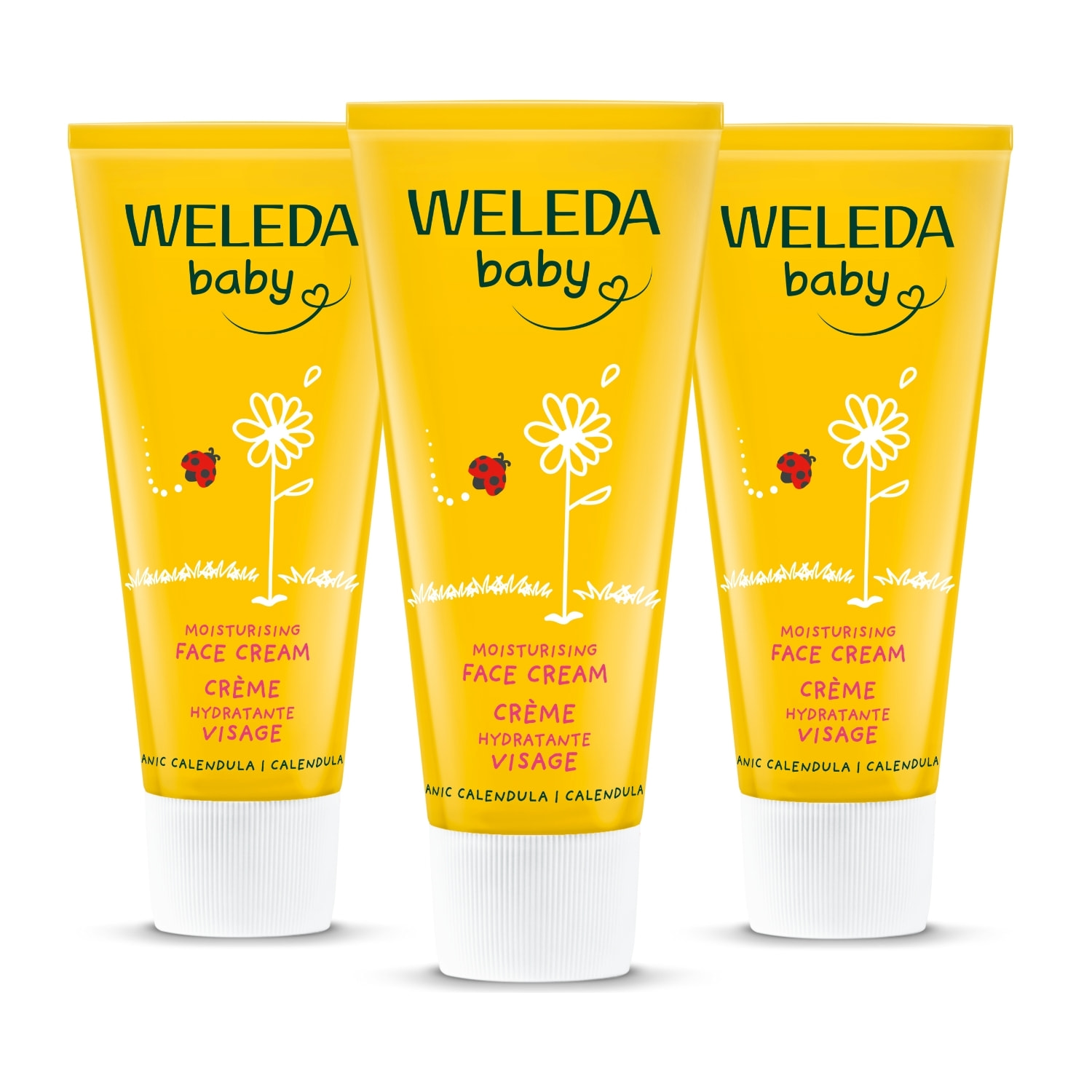 WELEDA - Trio Crème Hydratante Visage au Calendula - Hydrate et protège - Certifié Natrue** - Tube 50 ml  x 3