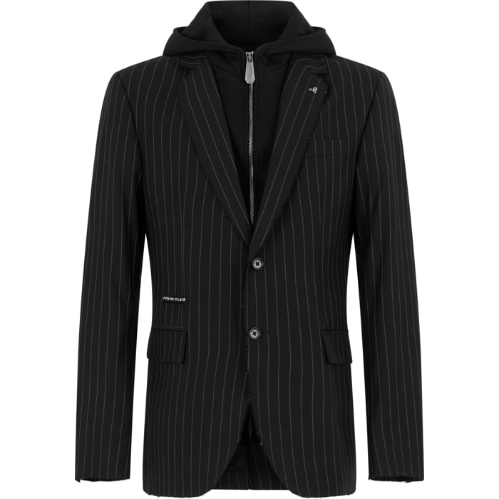 PHILIPP PLEIN Hooded Blazer Pinstripe
