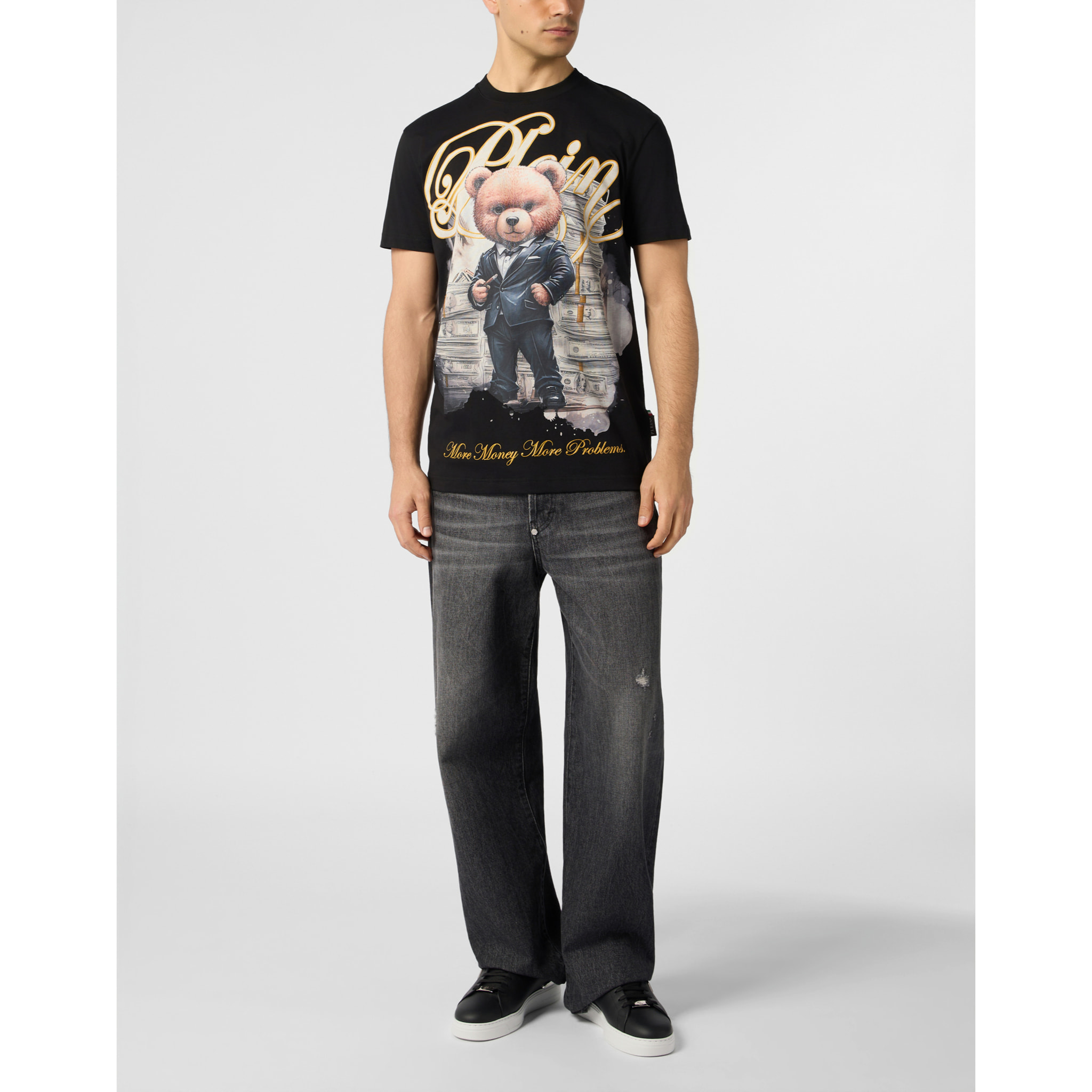 PHILIPP PLEIN Round Neck T-Shirt Teddy Tuxedo