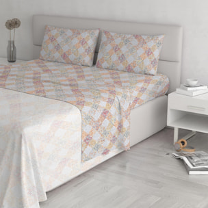 COMPLETO LETTO ATHENA MADE IN ITALY COTONE- EVA ARANCIO MATRIMONIALE