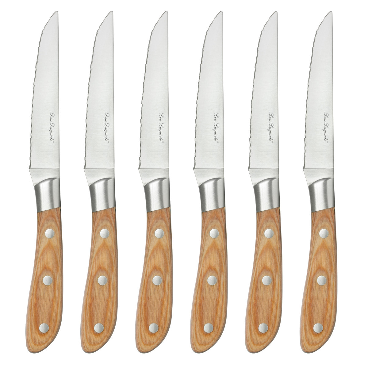 Elias - Juego de 6 cuchillos para bistec con mango de madera de pakka