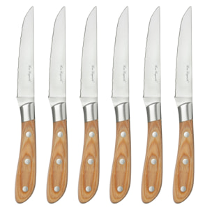 Elias - Juego de 6 cuchillos para bistec con mango de madera de pakka