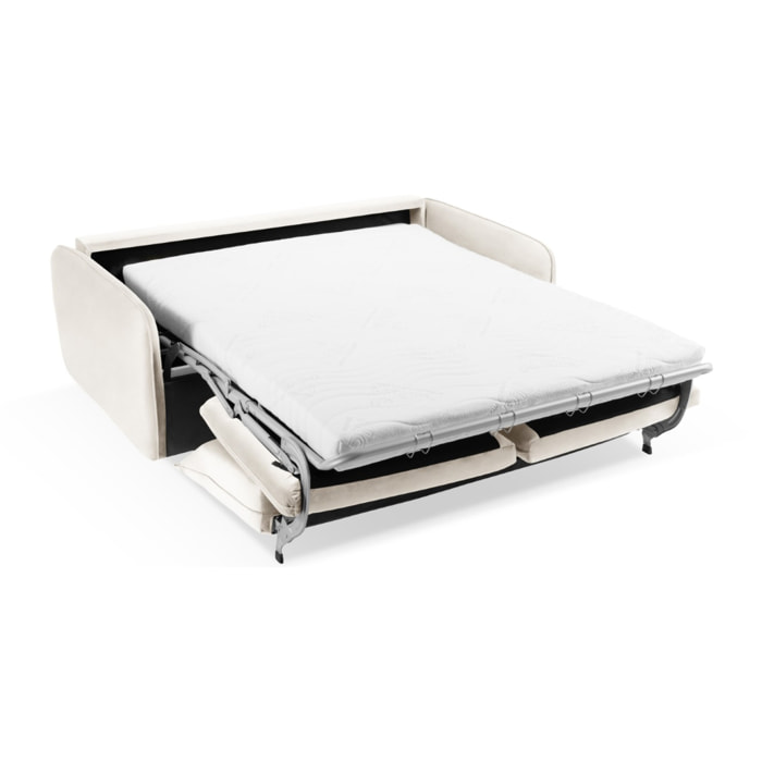 Canapé convertible "Vienna" 3 places en velours beige clair