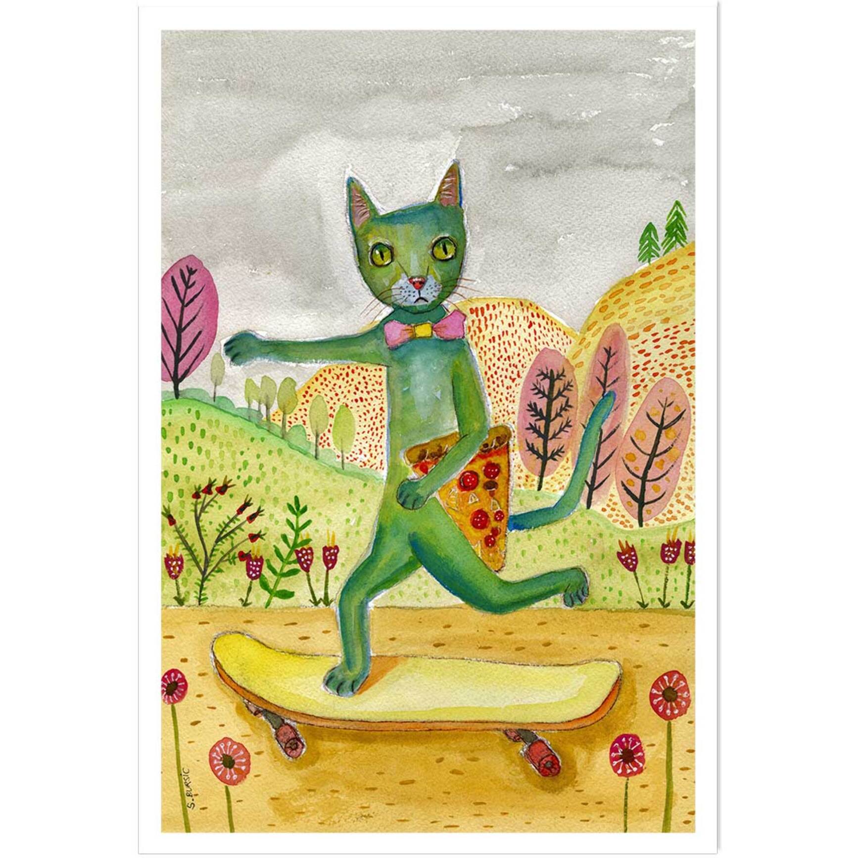 Affiche enfant pizza cat  Affiche seule