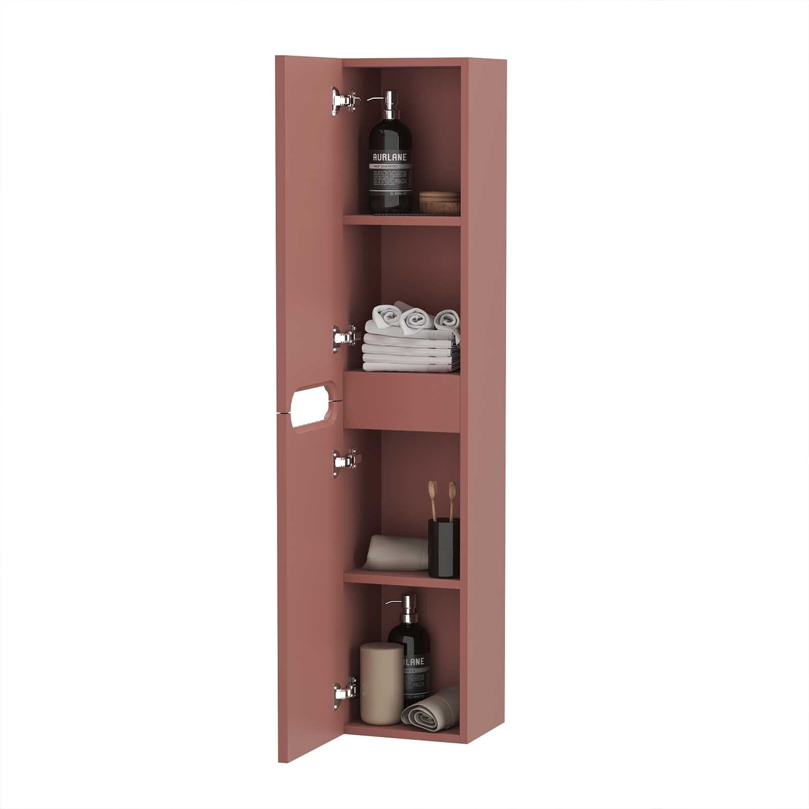 Colonne de salle de bain Terracotta Suspendu - Hauteur 120 cm - 2 Portes - LEON