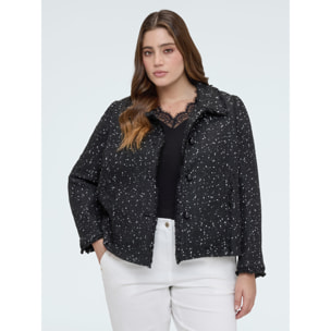 Fiorella Rubino - Giacca con paillettes e dettagli sfrangiati - Nero