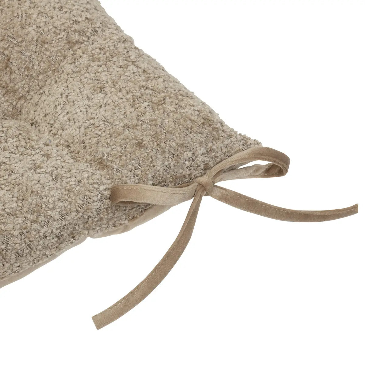 Galette de chaise Soana bouclette beige lin 38x38cm