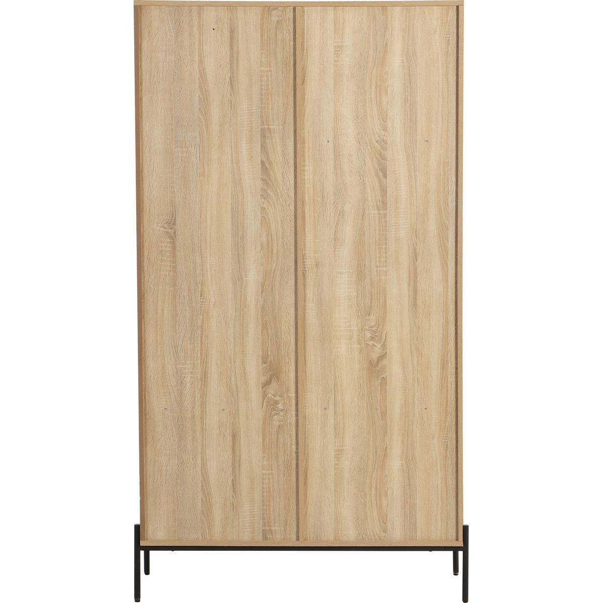 Armoire 2 portes en cannage et effet chêne - IRIS