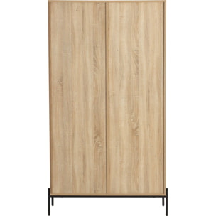 Armoire 2 portes en cannage et effet chêne - IRIS
