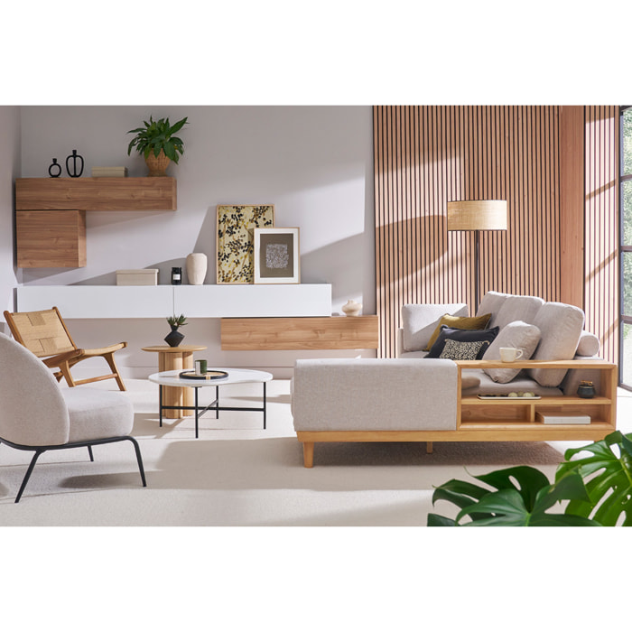 Élément mural TV horizontal blanc laqué brillant L138 cm ETERNEL