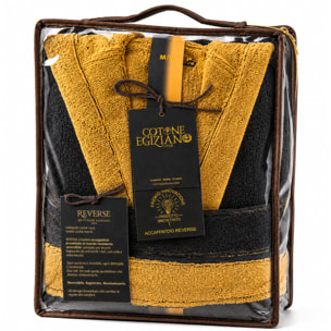 COTONE EGIZIANO Accappatoio Reverse in cotone egiziano 430 gr_Black Gold