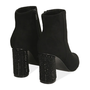 Ankle boots neri in microfibra, tacco gioiello 9 cm