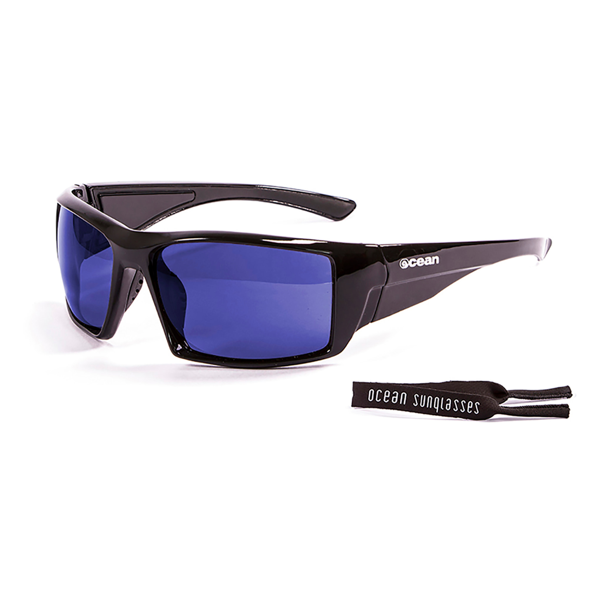 Gafas de deportes acuáticos OCEAN ARUBA - Negro brillante / Revo azul