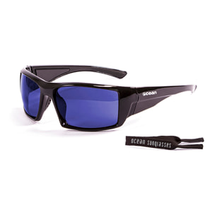Gafas de deportes acuáticos OCEAN ARUBA - Negro brillante / Revo azul