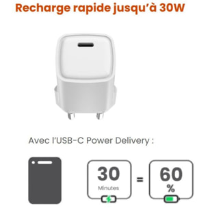 Chargeur ESSENTIELB USB-C 30W Blanc